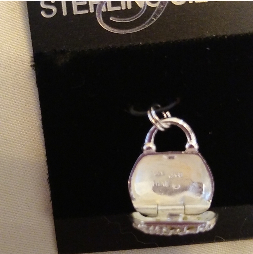 STERLING SILVER Vintage Charms with Crystals Set of 2 - Picture 6 of 10